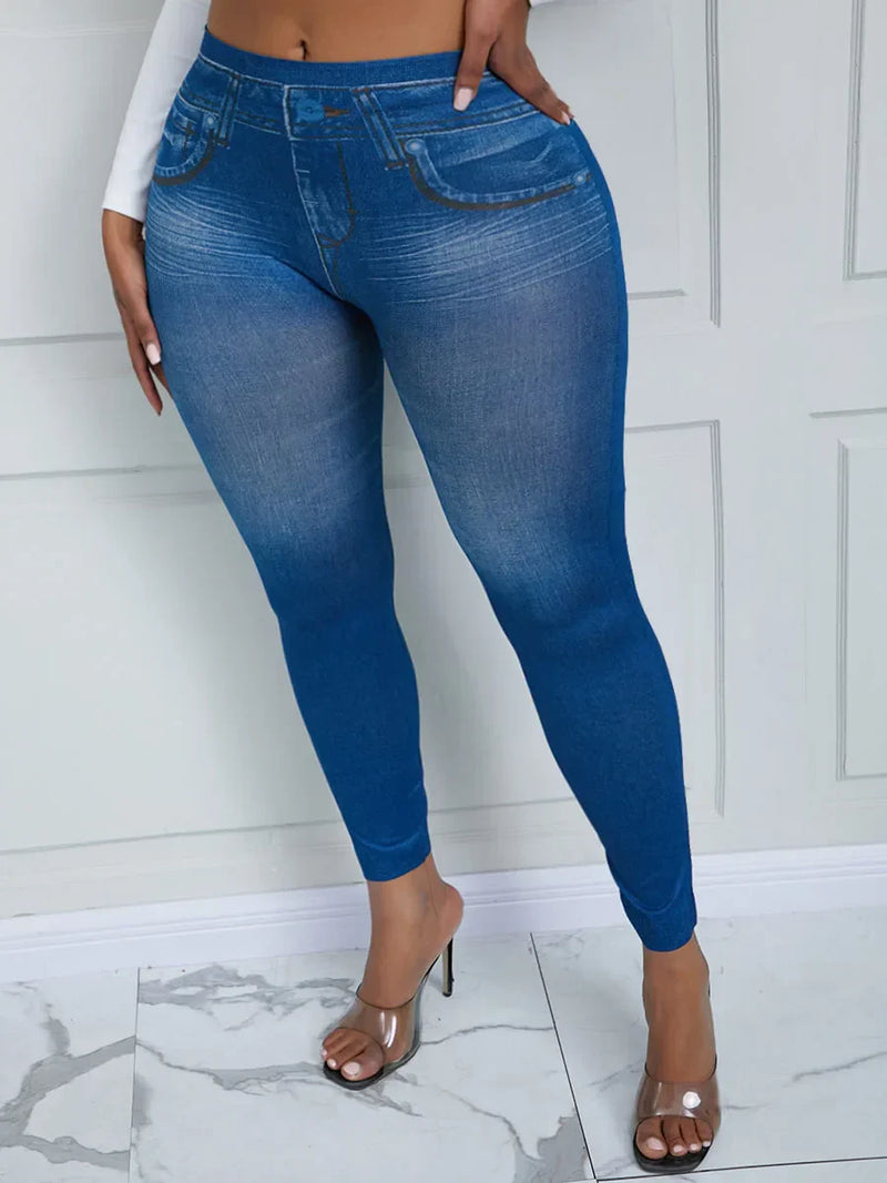 Calça LipoJeans: Leggings Skinny de Denim Feminino: Conforto Casual e Elegância em uma Peça com Estilo