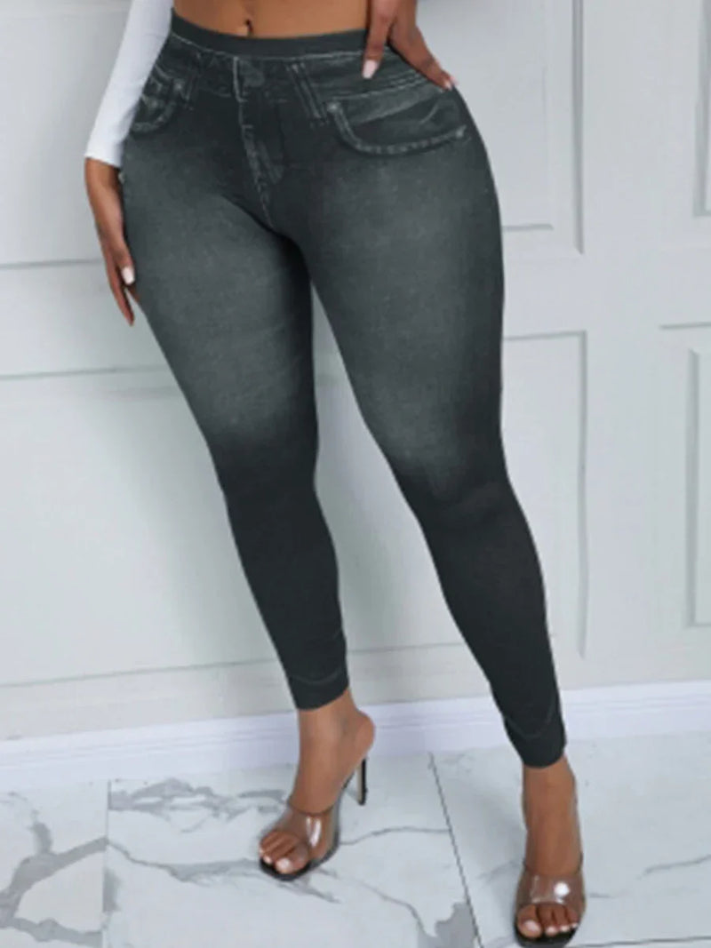 Calça LipoJeans: Leggings Skinny de Denim Feminino: Conforto Casual e Elegância em uma Peça com Estilo