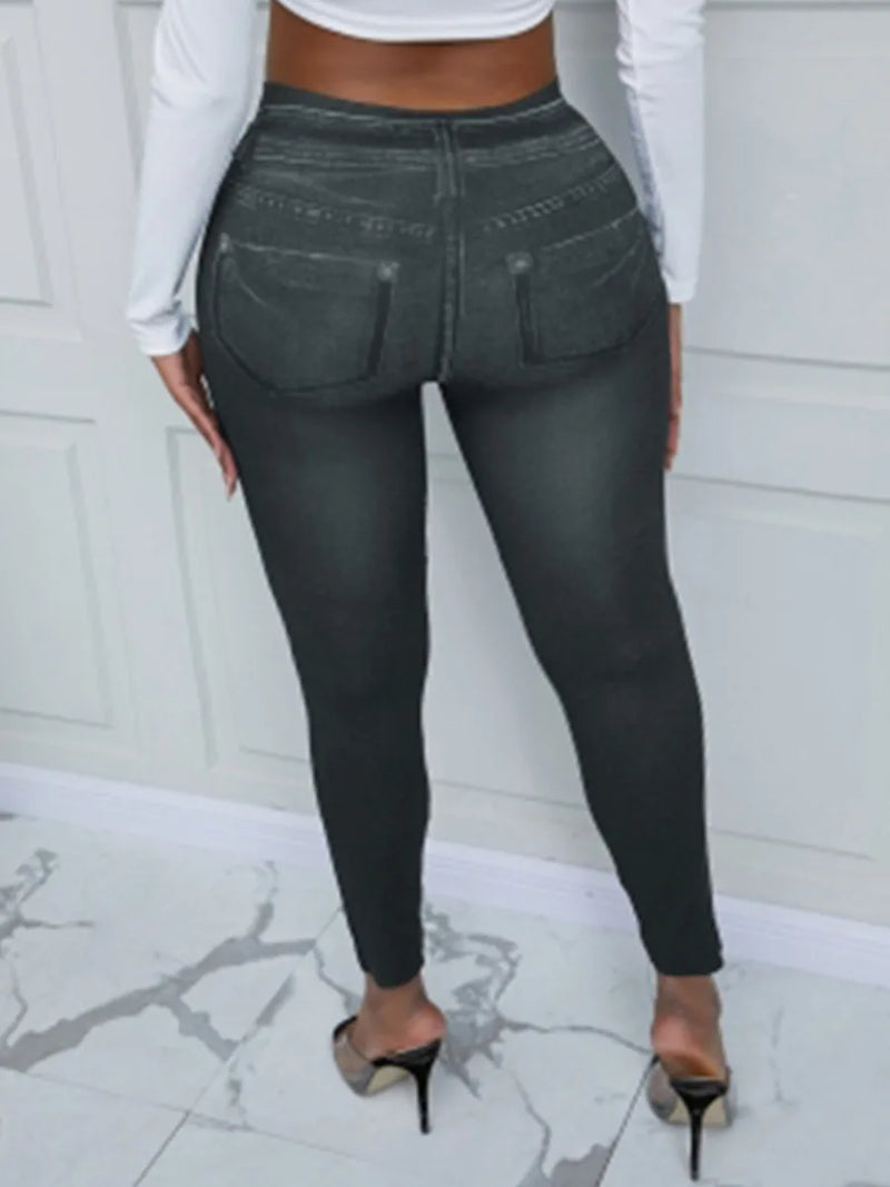 Calça LipoJeans: Leggings Skinny de Denim Feminino: Conforto Casual e Elegância em uma Peça com Estilo